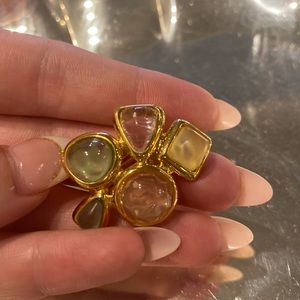 Vintage gemstone gold clip ons